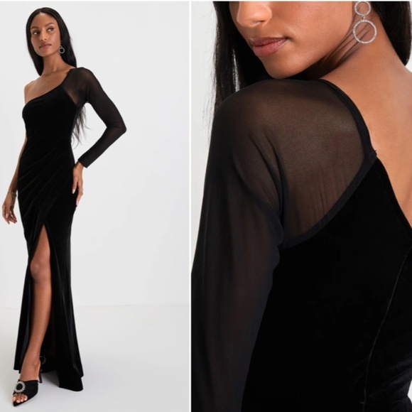 LULU's Prom Wedding Sexy Chic Modern Minimalistic Chic One Shoulder Maxi Dress - Picture 4 of 5